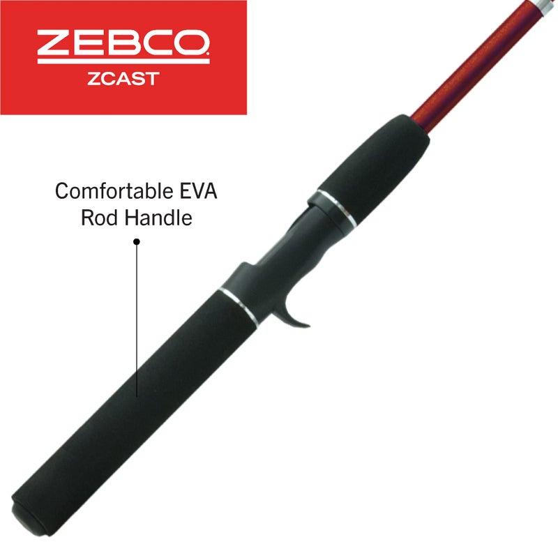 Zebco Z-Cast Casting Fishing Rod, Extendable 17-Inches to 5-Foot 6-Inch Telescopic Durable Z-Glass Fishing Pole, Comfortable EVA Rod Handle, Shock-Ring Guides, Medium Power, Red - Image 3